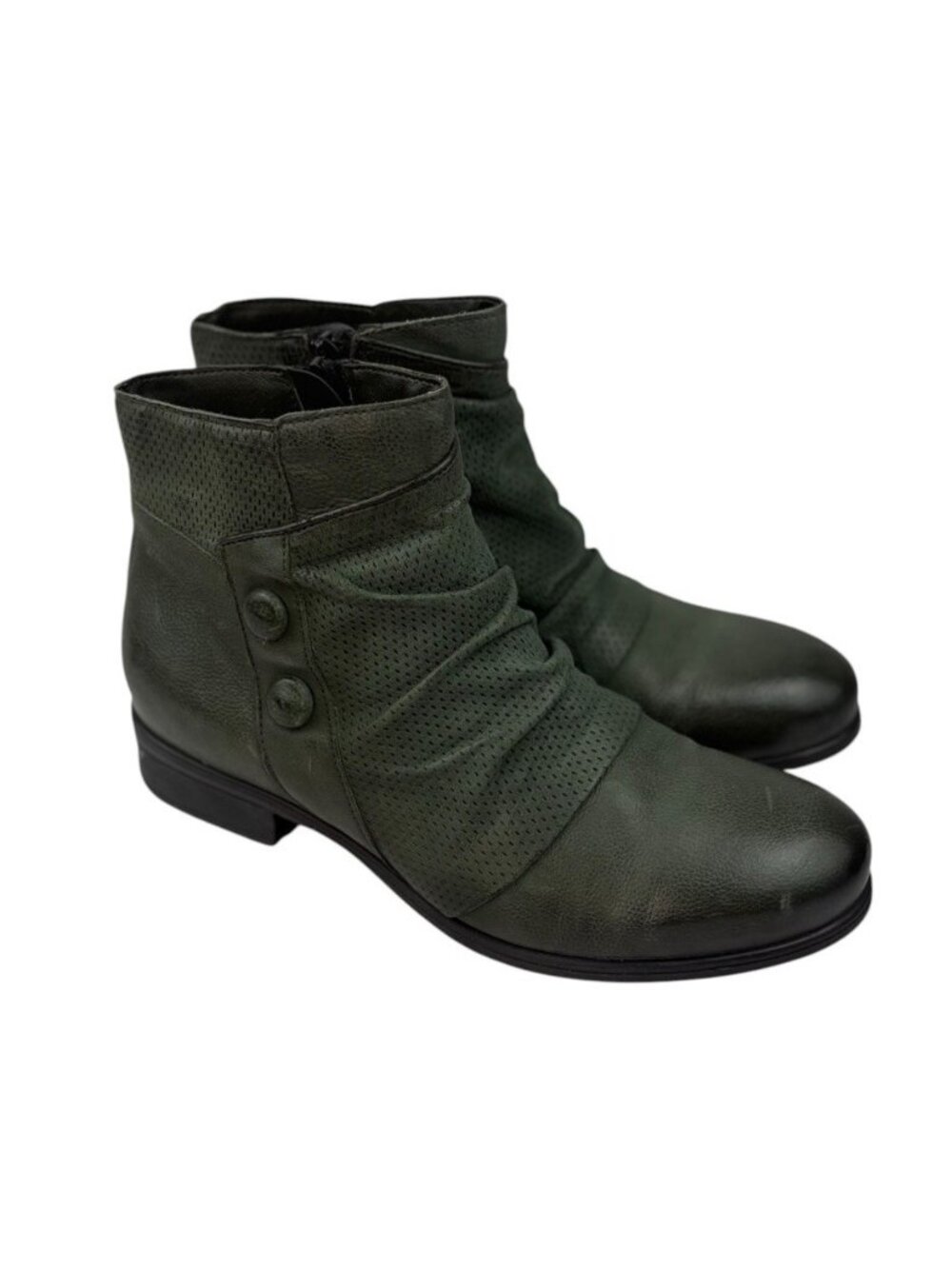 *Miz Mooz Sallie Ankle Boots Womens Size 40 Green Leather Comfort Casual Classic